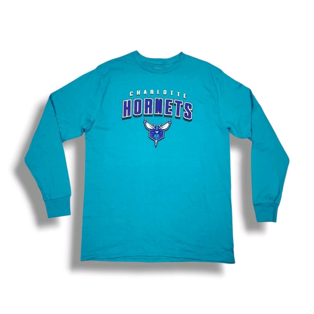 NBA Charlotte Hornets Basketball Long Sleeve Teal T-Shirt Men's L